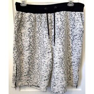 Vtg Y2K 90s Decibel Dry Goods Crazy Snake Print Men Shorts XL Ivory Streetwear